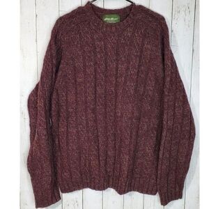 Vintage Eddie Bauer Heritage 100% Wool Sweater in Heathered Burgundy Size Large